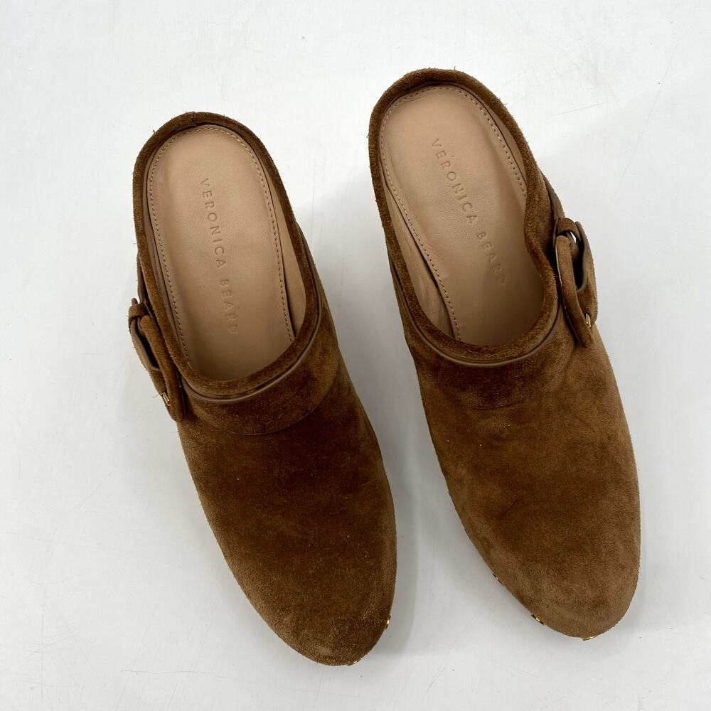 Veronica Beard Dacey Tan Suede Mule Clogs - Picture 4 of 12
